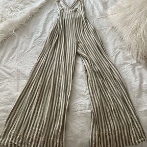 Striped Jumpsuit in Cream and Tan